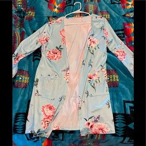 Lightweight satin floral cardigan